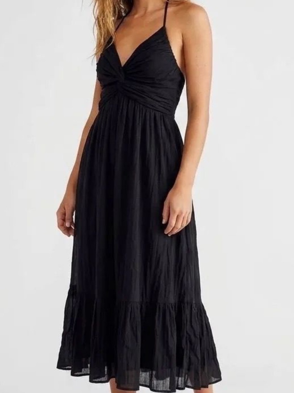Free People Black Maxi Dress with Spaghetti Straps